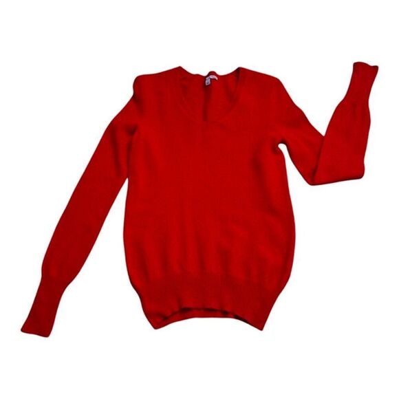 Halogen Women's Red 2 Ply Cashmere Long Sleeve V Neck Pullover Sweater Sz XS - Picture 5 of 8